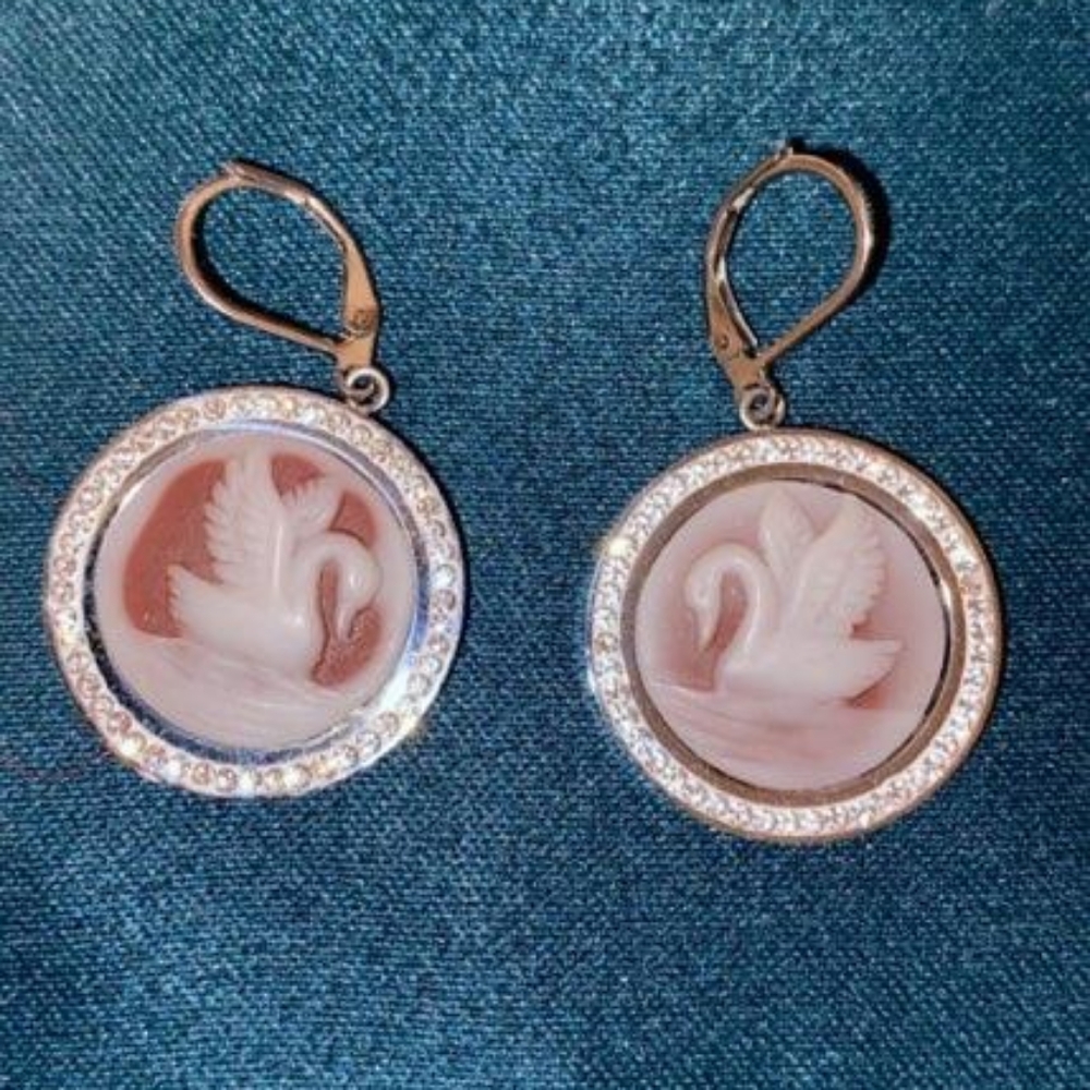 Swan Cameo Earrings